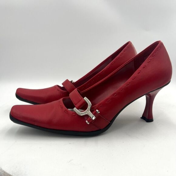 Nine West CosaBella Pumps Red With Designer Heels Size 8 D 78 - Picture 6 of 12